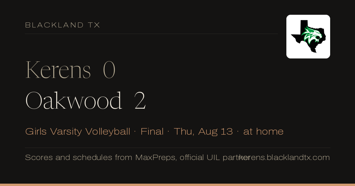 Kerens 0, Oakwood 2