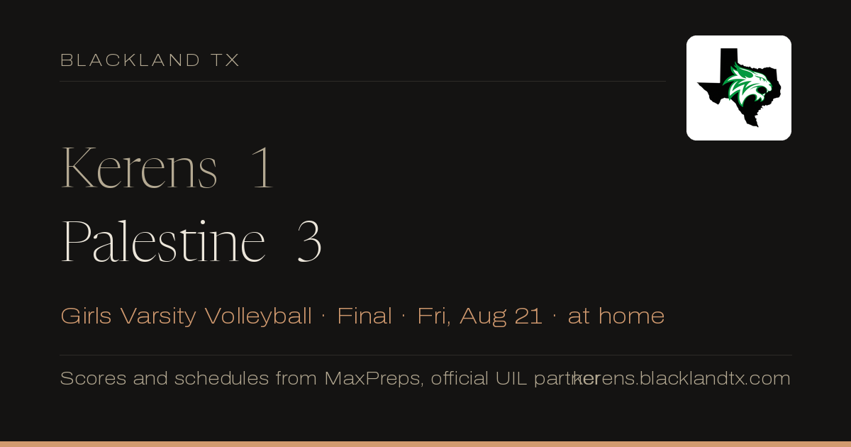 Kerens 1, Palestine 3